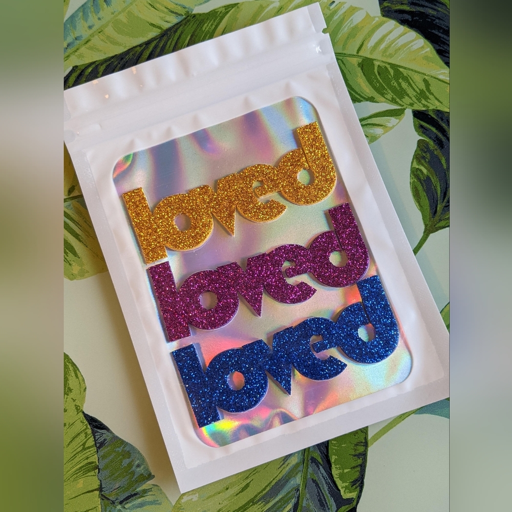 Handmade LOVED Sticker Set of 3 Designed by Me